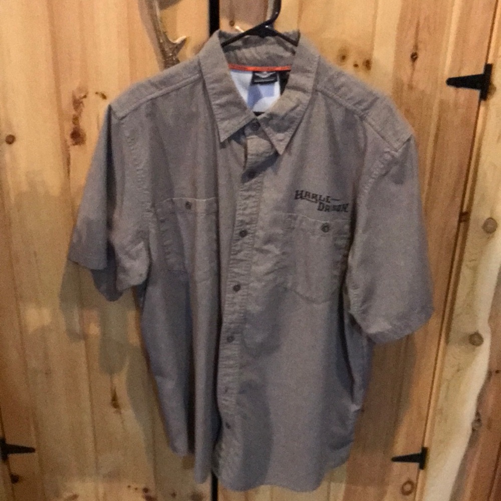 Harley-Davidson Tan Short Sleeve button down shirt - Size 2XL HD design on back